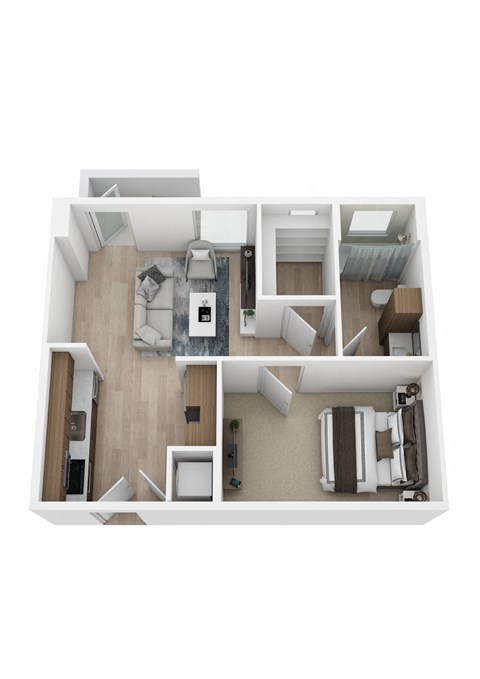 Floor plan for 1 bed, 1 bath, 512 sqft